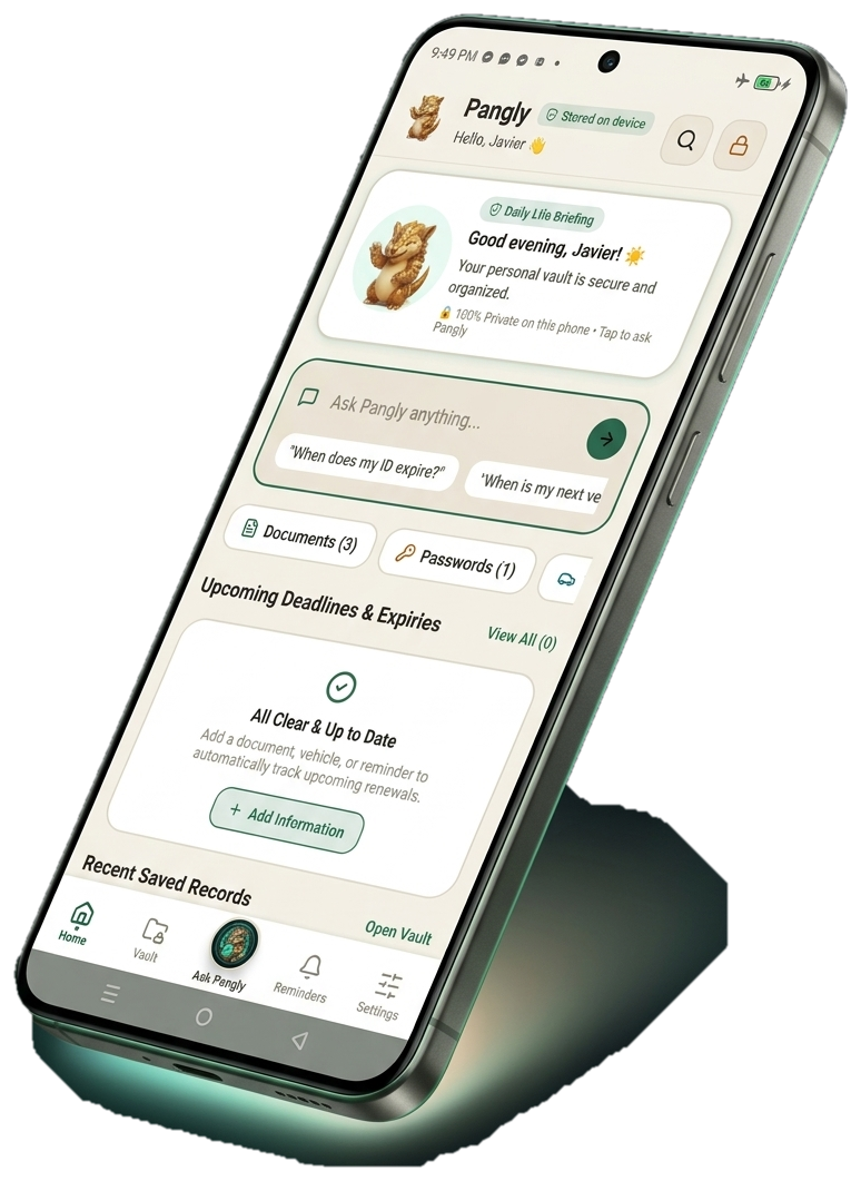 Pangly App running on Leaning Android Flagship Smartphone